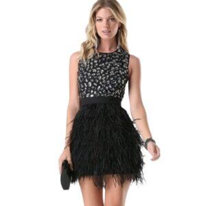 NWT Bebe Rhinestone Beaded Feather Mini Dress, Size 0